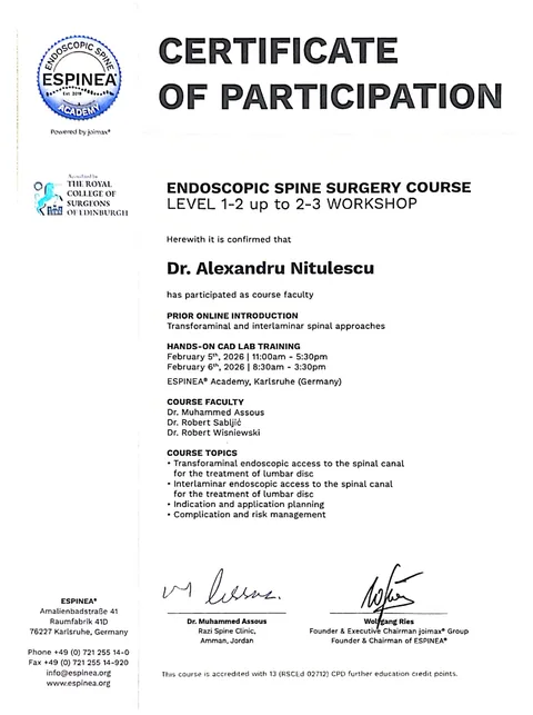 ESPINEA — Endoscopic Spine Surgery Course, faculty, 2026